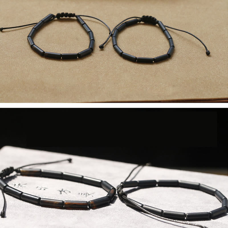 Bransoletka ochronna z Buddha Stones i czarnymi koralikami onyksowymi