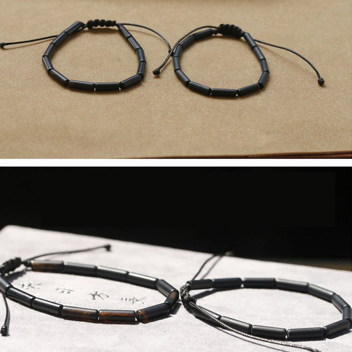 Bransoletka ochronna z Buddha Stones i czarnymi koralikami onyksowymi