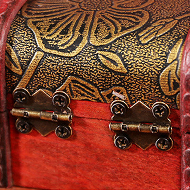 Buddha Stones Retro Małe Drewniane Pudełko Na Biżuterię Lotos Złote Winogrona Miedziana Moneta Żonkil Trawa Kwiat Pudełko Do Przechowywania Biżuterii