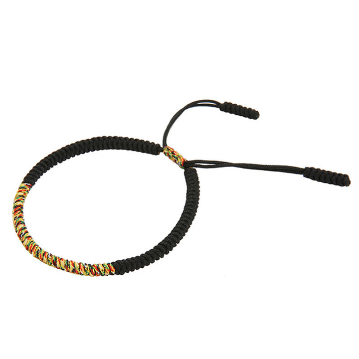 Buddha Stones Tybetańskie Ręcznie Robione Wielokolorowe King Kong Węzeł Szczęścia Siła Bransoletka Pleciona