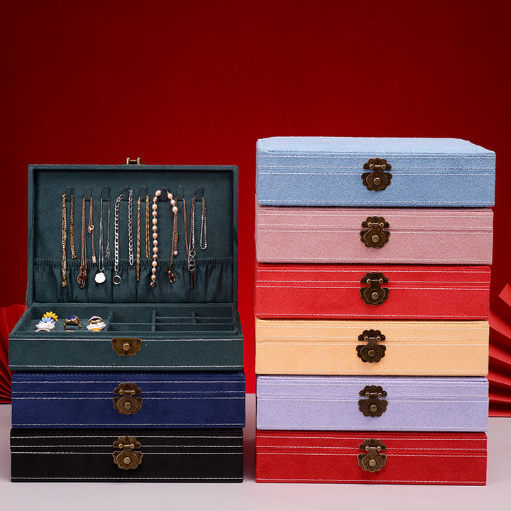 Buddha Stones Prosty Design Organizer na biżuterię Jednowarstwowy flanelowy organizer na biżuterię z zamkiem - image 0