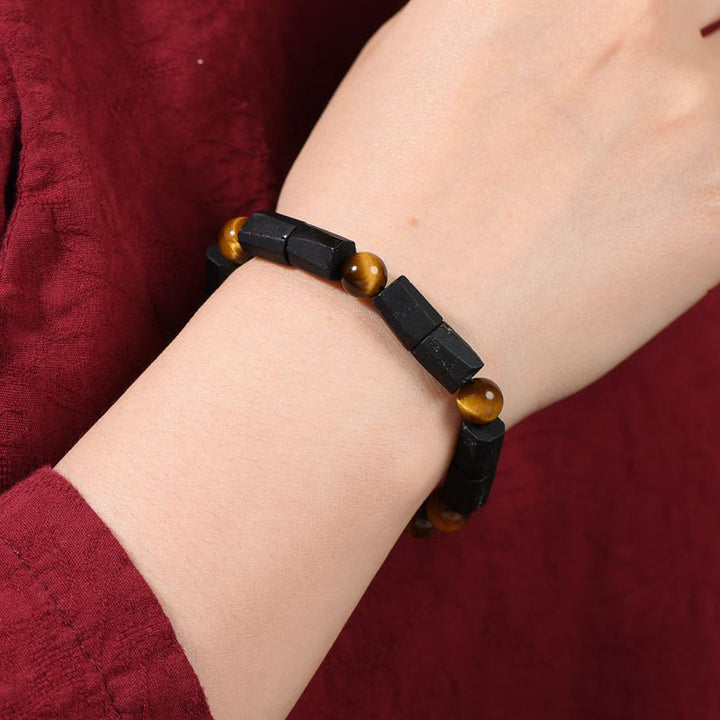 Bransoletka Buddha Stones Natural Black Tourmaline Tiger Eye Positive