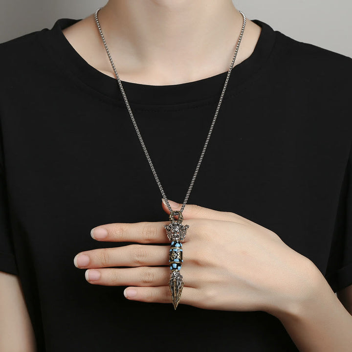 Buddha Stones Tybet Om Mani Padme Hum Dzi Koralik Dorje Vajra Wzór Bogactwo Obrotowy Naszyjnik Wisiorek - image 4