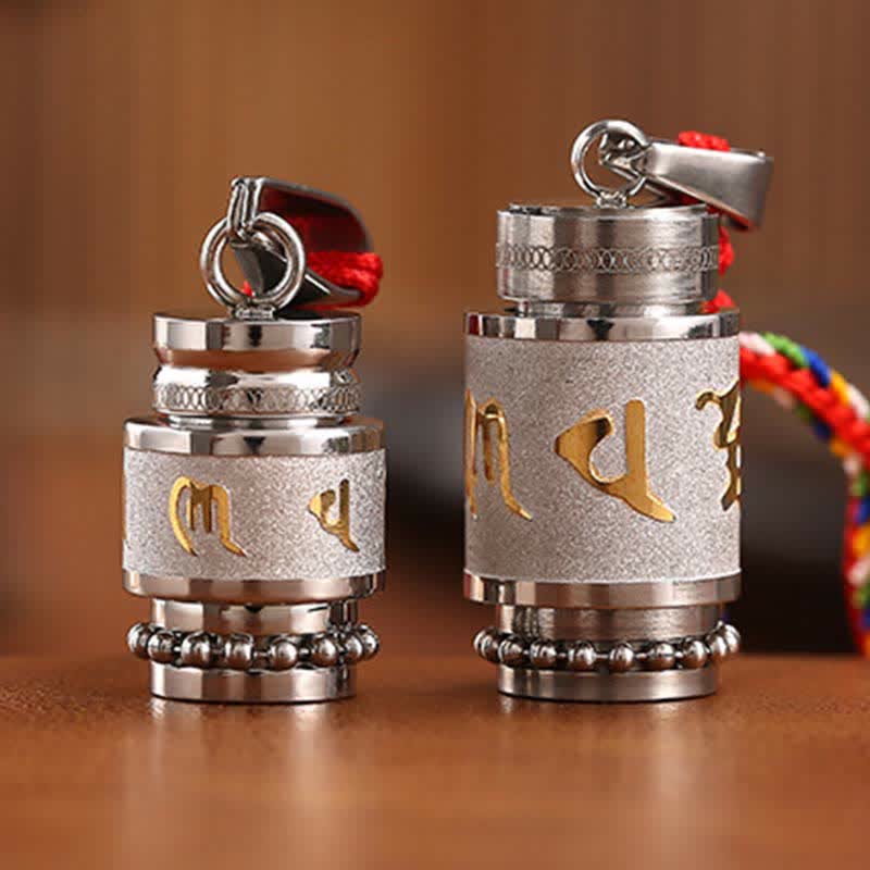 Buddha Stones Tybet Om Mani Padme Hum Shurangama Mantra Tytanowa stal Mądrość Amulet Naszyjnik Wisiorek - image 25