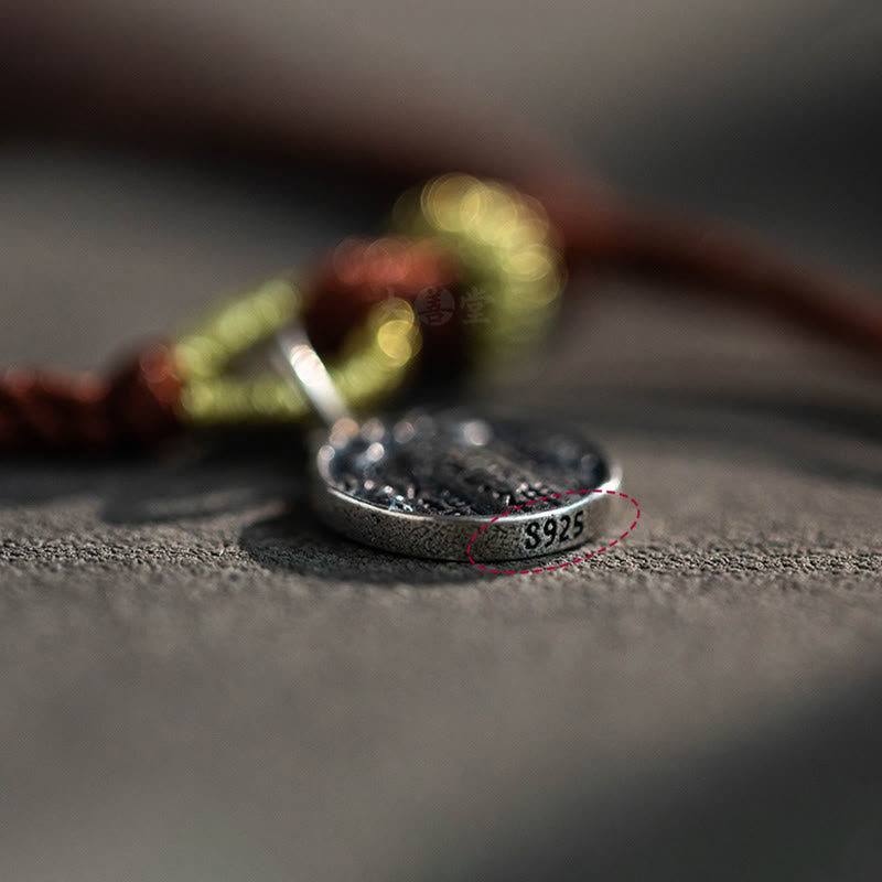 Buddha Stones Ręcznie robione 925 Srebro Pięć Kierunków Bogowie Bogactwa Szczęścia Ochrona Bransoletka Warkocz - image 8