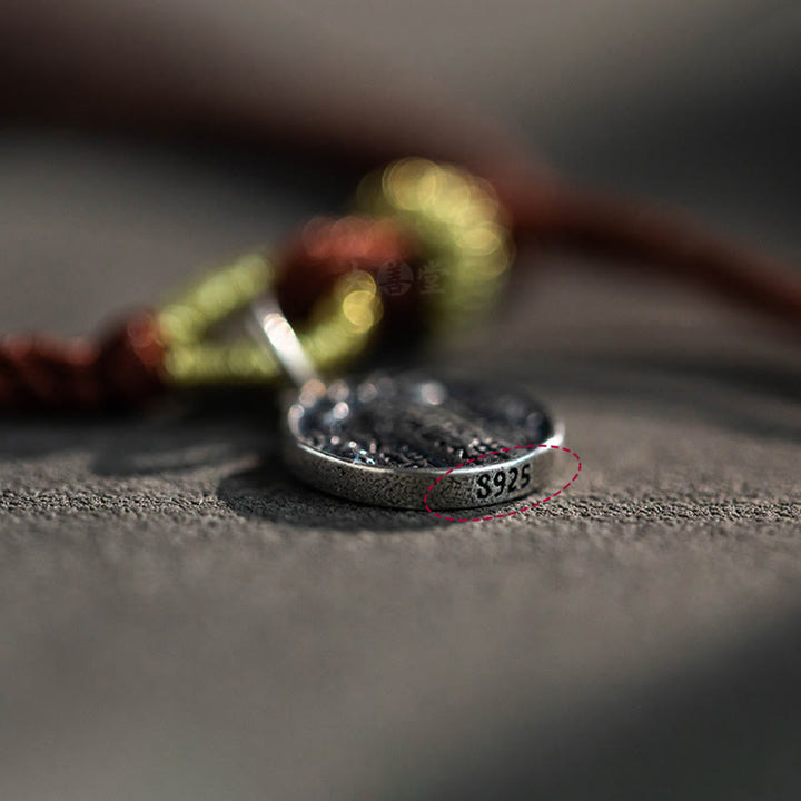 Buddha Stones Ręcznie robione 925 Srebro Pięć Kierunków Bogowie Bogactwa Szczęścia Ochrona Bransoletka Warkocz - image 8