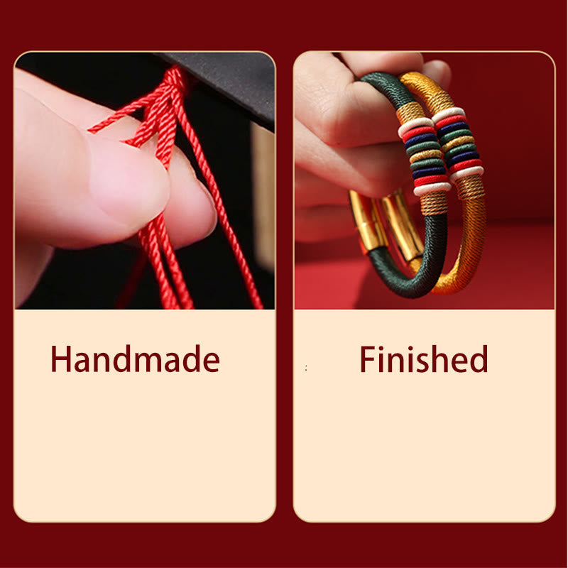 Buddha Stones Tybetańskie Ręcznie Robione Kolorowe King Kong Knot Pięć Elementów Szczęścia Bransoletka Sznurkowa