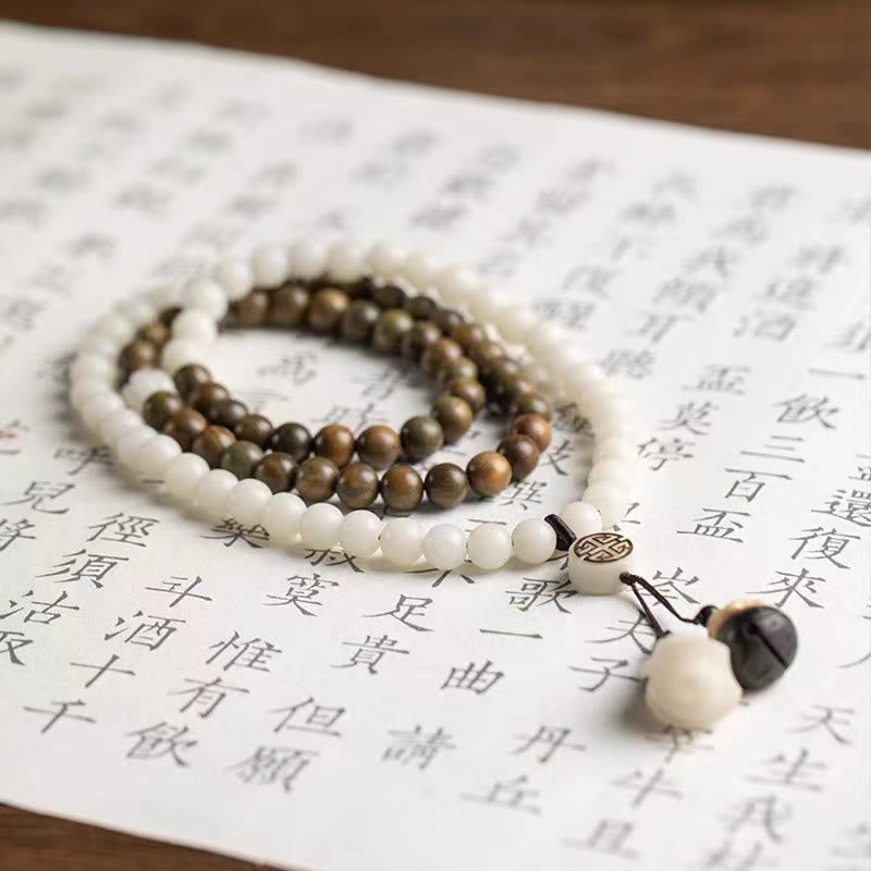 Bransoletka kojąca Buddha Stones Natural Green Sandalwood Bodhi Seed