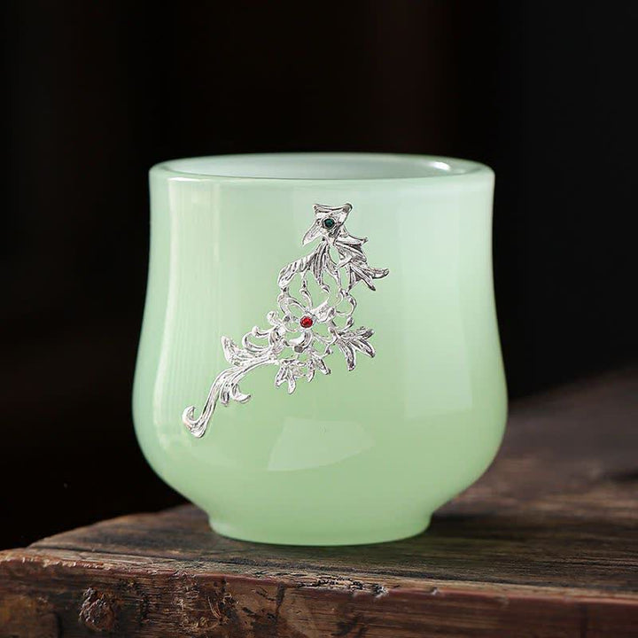 Buddha Stones Lotos Smok Feniks Kwiat Ceramiczny Filiżanka Filiżanki do Herbaty