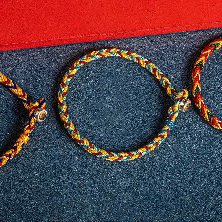 Buddha Stones „Niech będziesz bezpieczny i zdrowy przez cały rok” Bransoletka na szczęście wielokolorowa