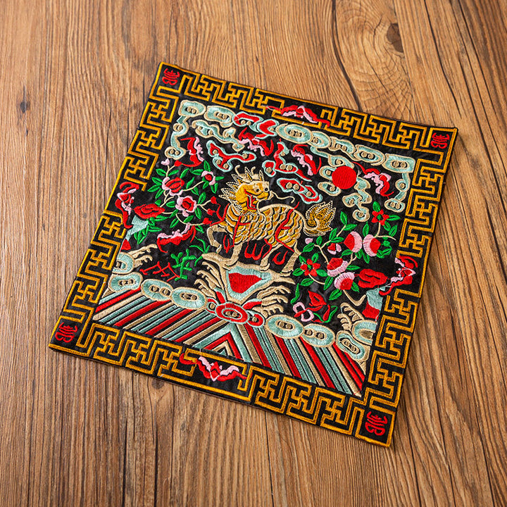 Buddha Stones Feniks Smok Kirin Haft Podkładka Pod Kubek Pod Kubek Herbaty Kung Fu Podkładka Pod Kubek Herbaty