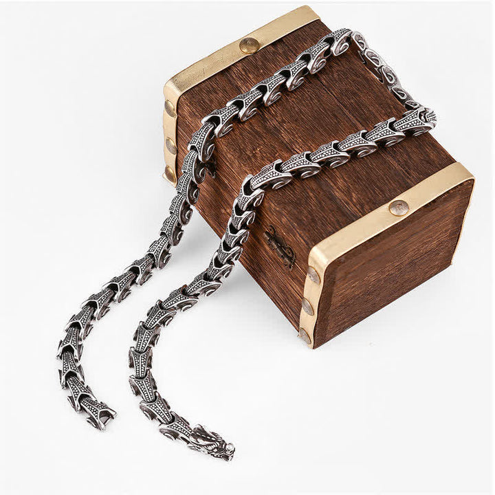 Naszyjnik ze stali tytanowej z wzorem smoka i ochroną Buddha Stones - image 8