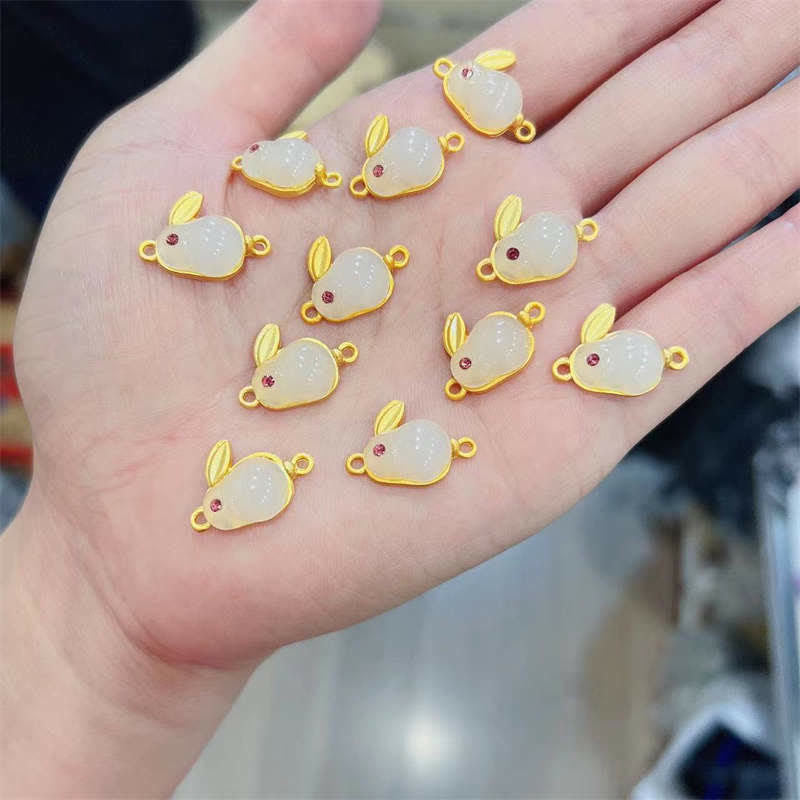 Bransoletka sznurkowa z jadeitu i czerwonego agatu z królikiem, zapewniająca pewność siebie