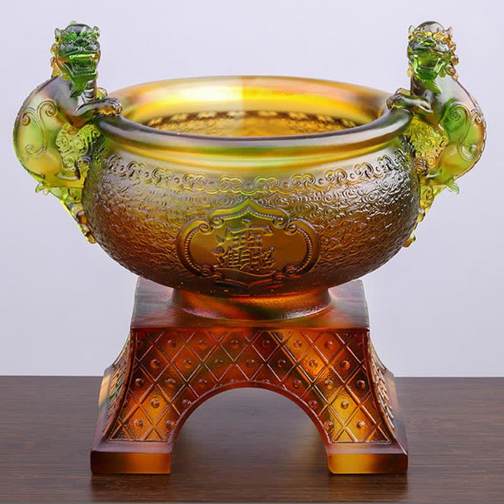 Ręcznie robiona miska skarbów Liuli Crystal PiXiu, element dekoracyjny domu