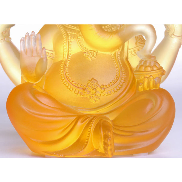 Buddha Stones ręcznie robione Ganesh Ganpati figurka słonia Liuli kryształowe dzieło sztuki ochrona statua dekoracja domu