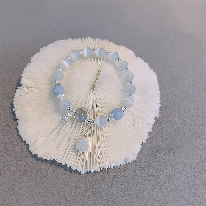 Bransoletka wspierająca z Buddha Stones, kocim okiem i kamieniem księżycowym, motylem i gwiazdą