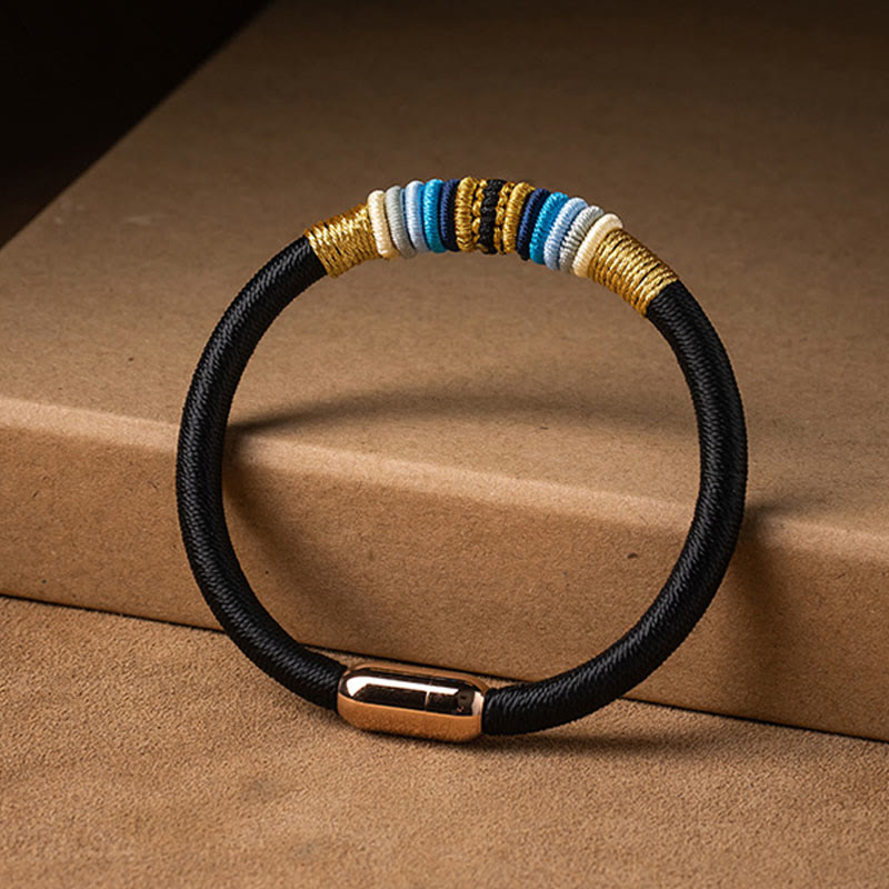 Buddha Stones Tybetańskie Ręcznie Robione King Kong Węzeł Ochrona Magnetyczna Zapięcie Bransoletka Pleciona