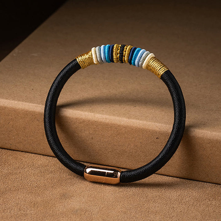 Buddha Stones Tybetańskie Ręcznie Robione King Kong Węzeł Ochrona Magnetyczna Zapięcie Bransoletka Pleciona