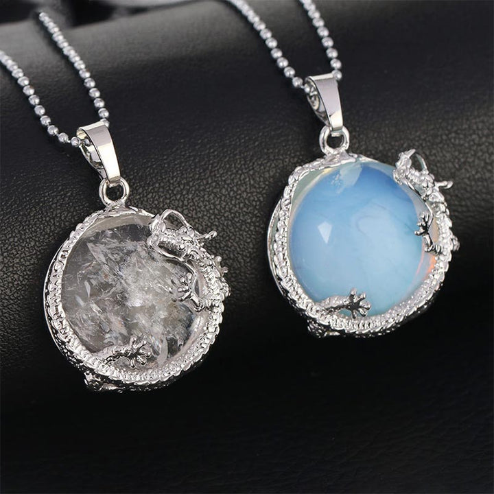 Buddha Stones Chiński Smok Naturalny Kryształ Kwarcowy Uzdrawiająca Energia Naszyjnik Wisiorek - image 2