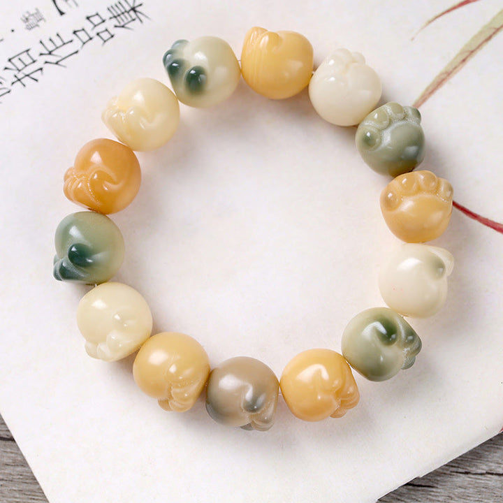 Wielowarstwowa bransoletka z Buddha Stones z nasionami Bodhi i słodkimi łapkami kota - image 2