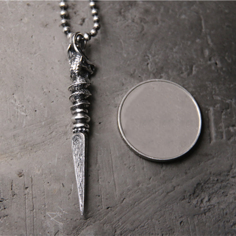 Buddha Stones 925 Srebro Sterlingowe Rok Smoka Projekt Dorje Vajra Ochronny Naszyjnik Wisiorek - image 5