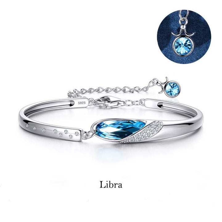 Buddha Stones 925 Miedź Posrebrzana 12 Konstelacji Zodiaku Bransoletka z Charmsami