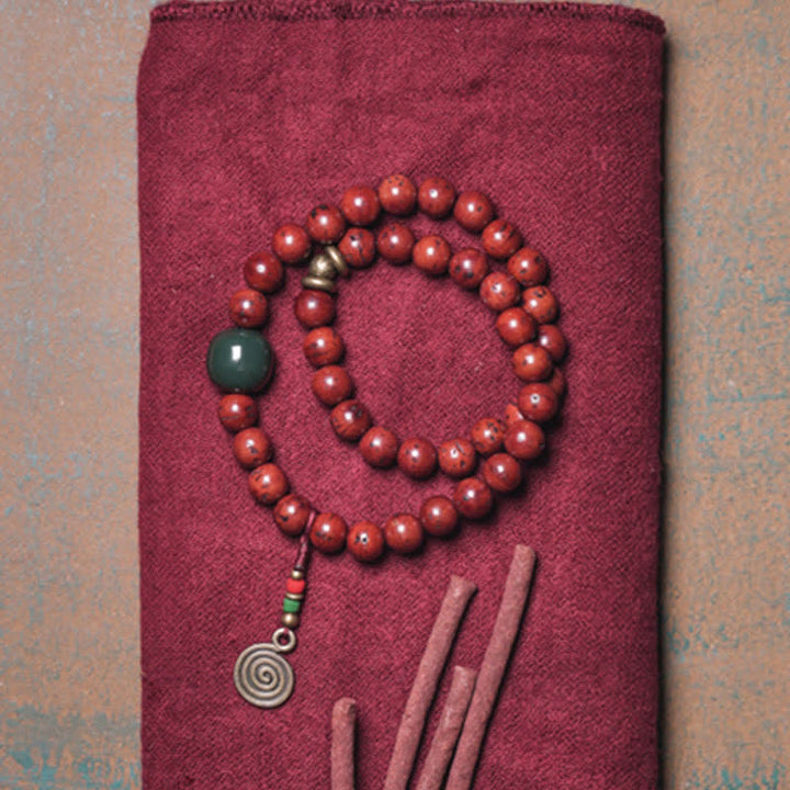 Bransoletka Bodhi Seed Cyan Jade Copper Peace Luck