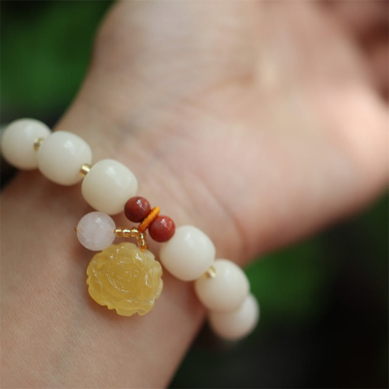 Bransoletka Buddha Stones Gradient Bodhi Seed Amber Lotus Peace