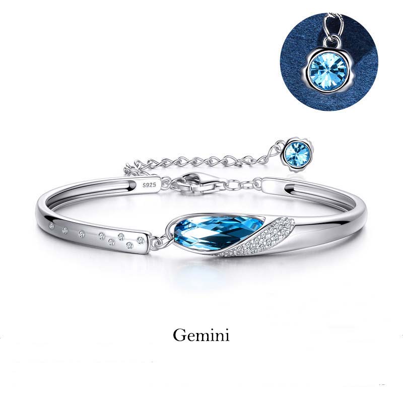 Buddha Stones 925 Miedź Posrebrzana 12 Konstelacji Zodiaku Bransoletka z Charmsami