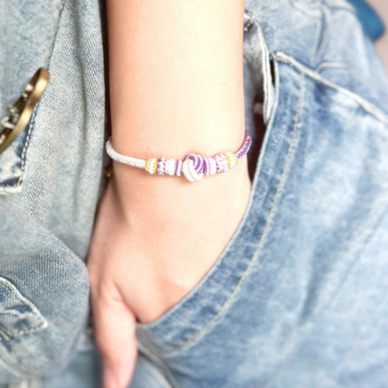 Bransoletka Buddha Stones Dwukolorowa Lina Ręcznie Robiona Osiem Nici Węzeł Pokoju Szczęście Połączenie