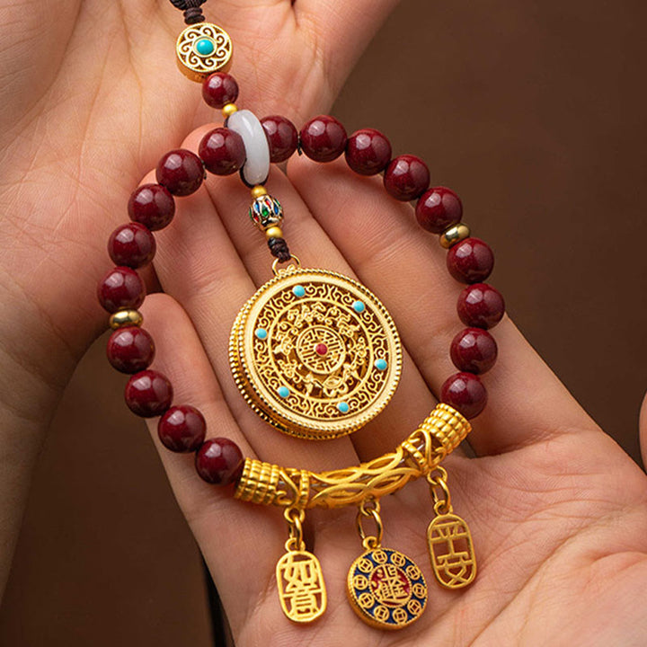 Buddha Stones Naturalne Cynober Życzenie Ruyi Pokój Błogosławieństwo Wisząca Dekoracja Samochodowa