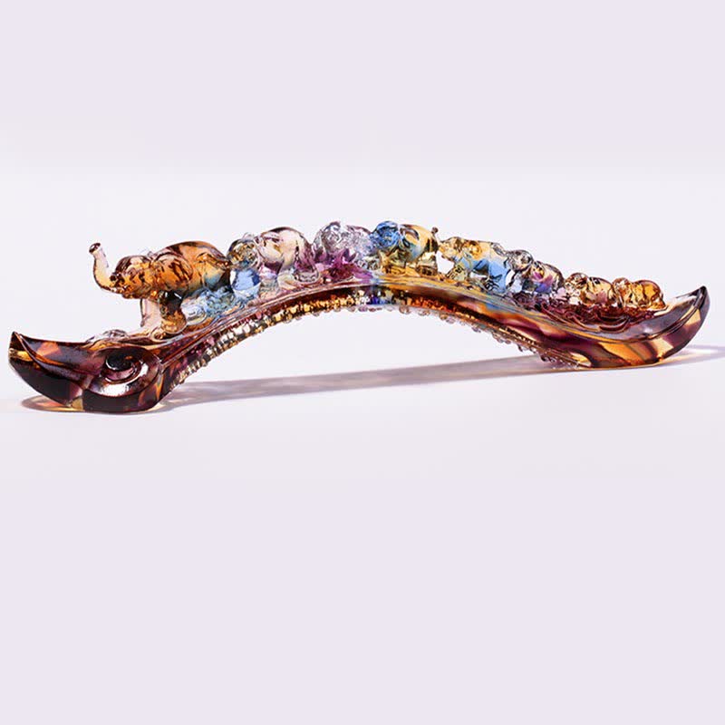 Ręcznie robiony kryształowy słoń Liuli Ruyi, dekoracja domu z kryształową podstawą