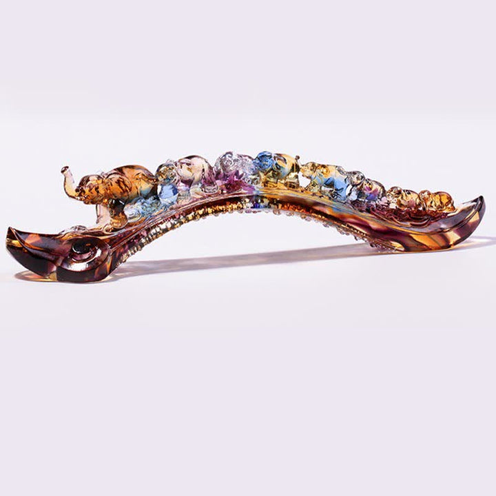 Ręcznie robiony kryształowy słoń Liuli Ruyi, dekoracja domu z kryształową podstawą