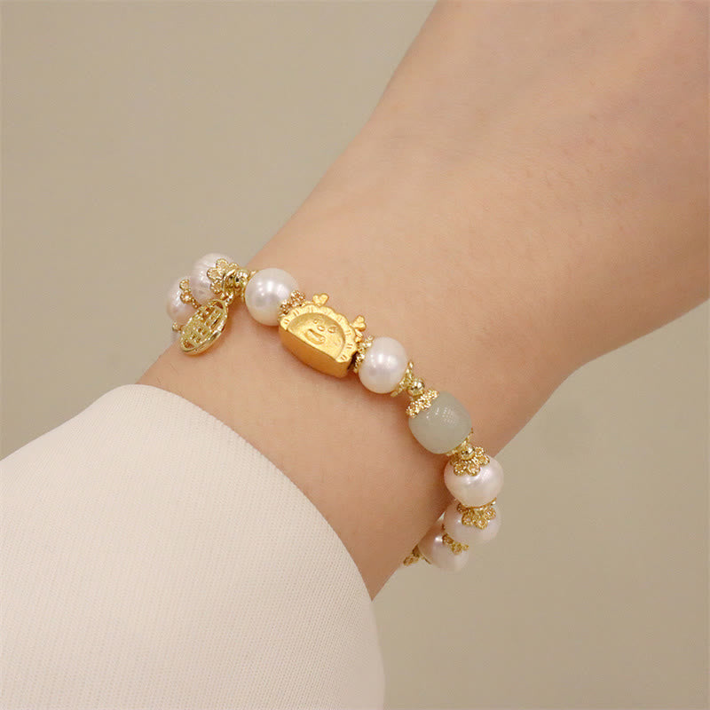 Buddha Stones Rok Smoka Czerwony Agat Kwarc Truskawkowy Czarny Obsydian Jadeit Granat Perła Cynober Pierożek Smok Szczęście Fu Bransoletka - image 30