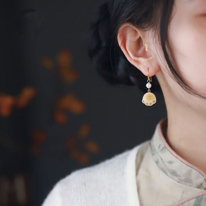 Bodhi Seed Lovely Cat Paw Claw Peace wiszące kolczyki - image 5