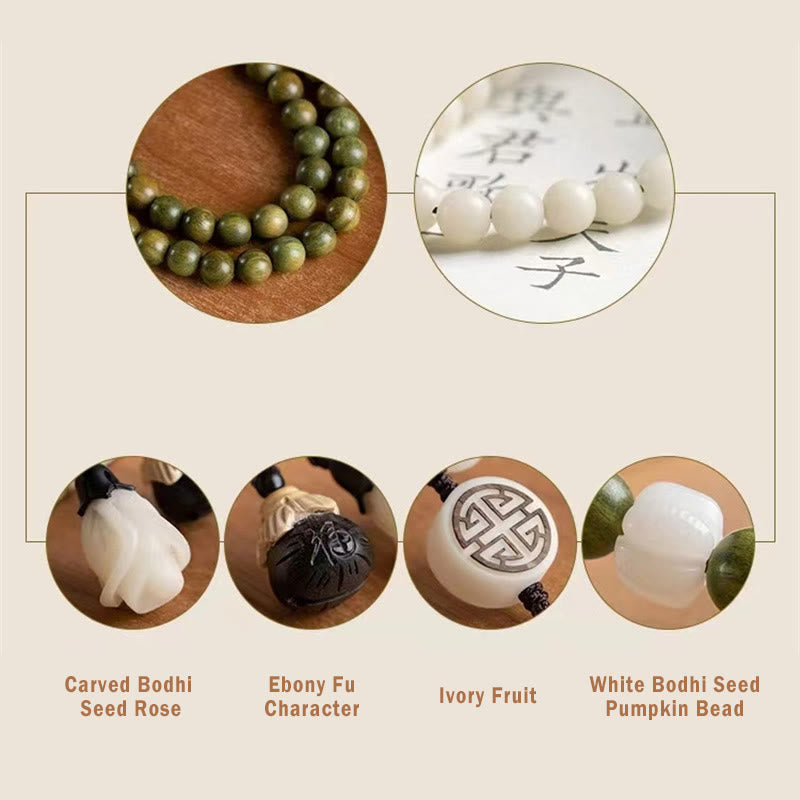 Bransoletka kojąca Buddha Stones Natural Green Sandalwood Bodhi Seed