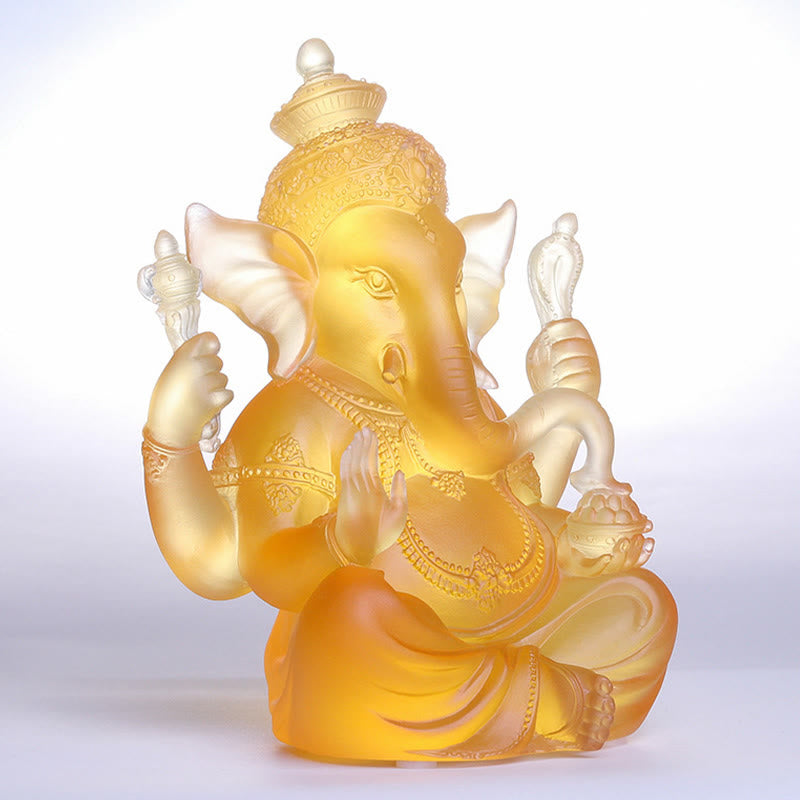Buddha Stones ręcznie robione Ganesh Ganpati figurka słonia Liuli kryształowe dzieło sztuki ochrona statua dekoracja domu
