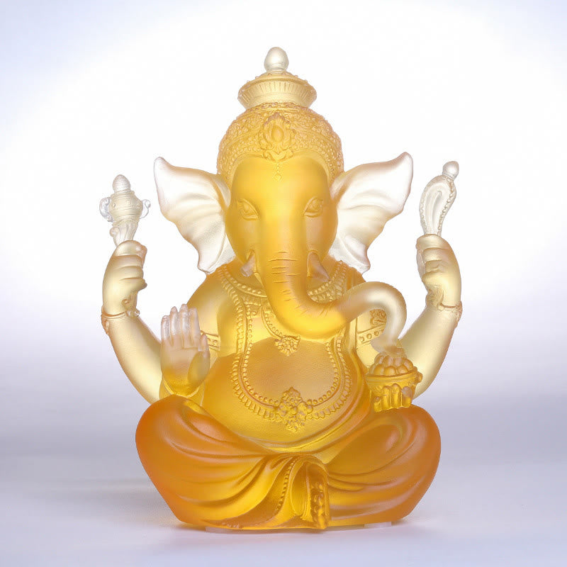Buddha Stones ręcznie robione Ganesh Ganpati figurka słonia Liuli kryształowe dzieło sztuki ochrona statua dekoracja domu