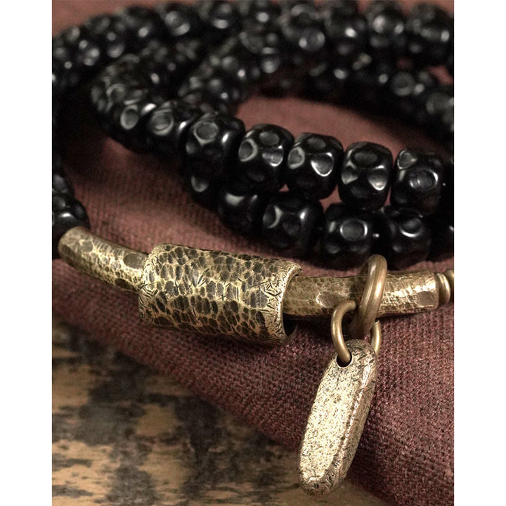 Bransoletka Buddha Stones Retro Coconut Shell Copper Happiness Triple Wrap