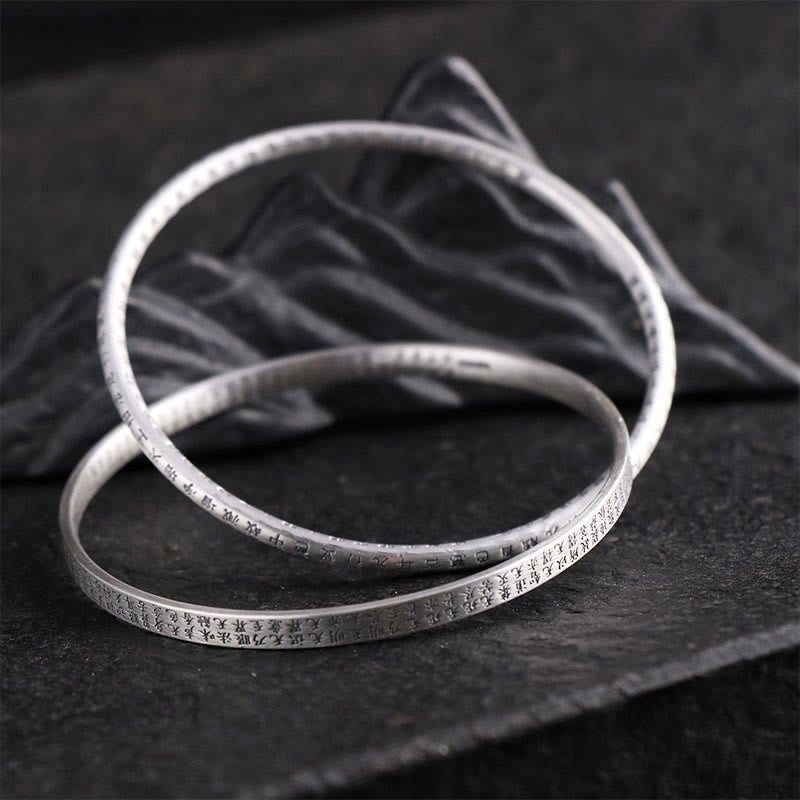 Bransoletka ochronna z Buddha Stones 999 ze srebra próby 925 Heart Sutra rzeźbiona - image 2