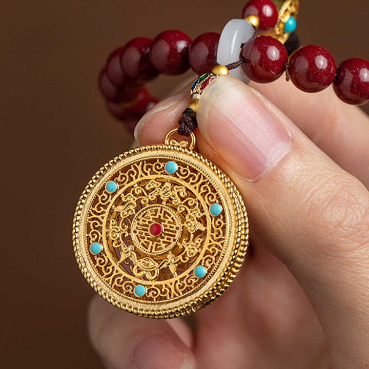 Buddha Stones Naturalne Cynober Życzenie Ruyi Pokój Błogosławieństwo Wisząca Dekoracja Samochodowa