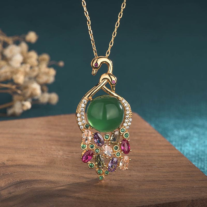 Naszyjnik z Buddha Stones Cyan Jade Success Chain Pendant