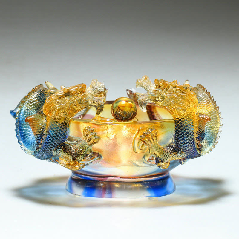 Buddha Stones Feng Shui Chiński Zodiak Smok Ręcznie Robiony Kryształ Liuli Sztuka Ochrona Dekoracja Domu Biuro