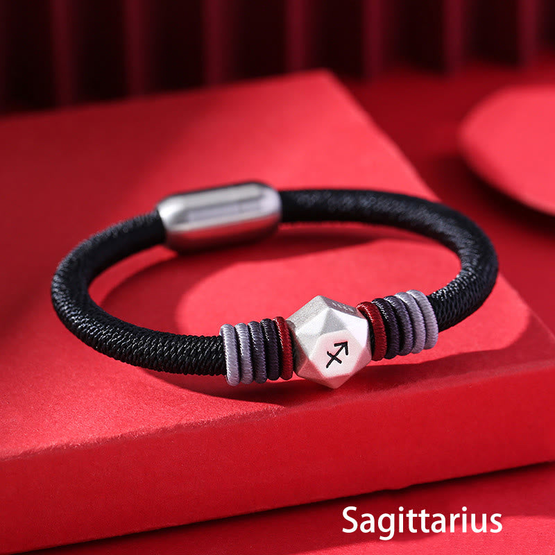 Buddha Stones 999 Srebro Sterling 12 Konstelacji Zodiaku Błogosławieństwo Bransoletka Ręcznie Robiona