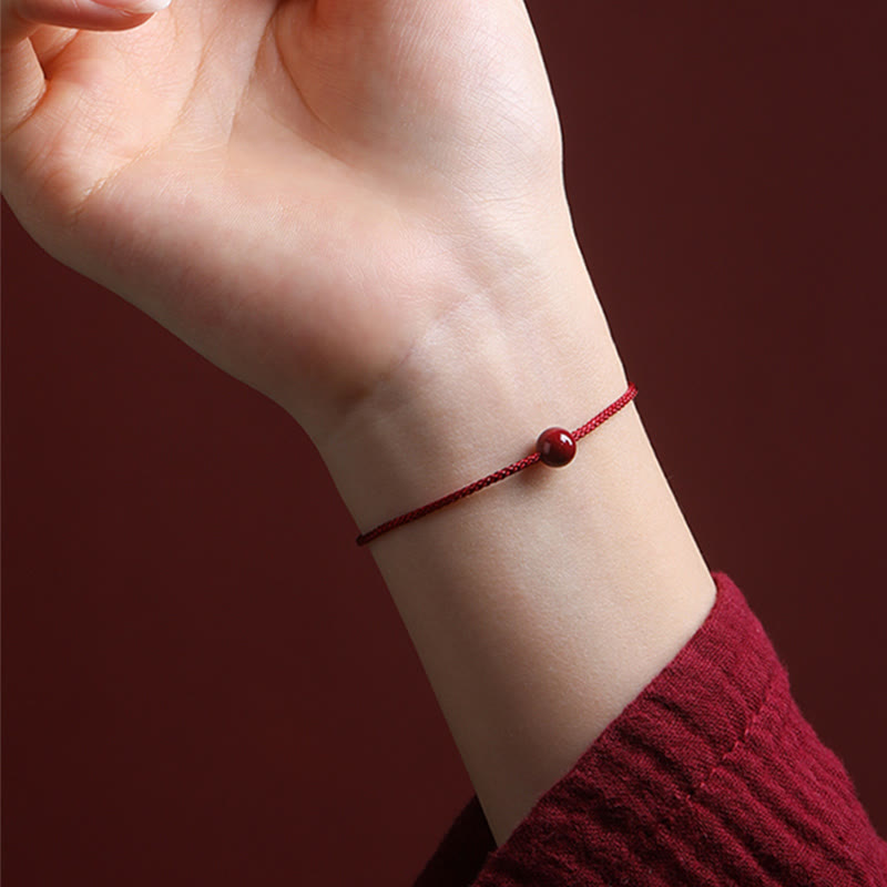 Bransoletka z naturalnego czerwonego agatu Cinnabar Red z Buddha Stones