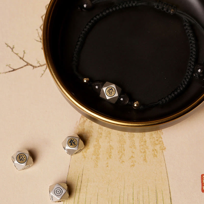 Buddha Stones Ręcznie robione 925 Srebro Sterlingowe Chiński Zodiak Natal Budda Cynober Spokój Bransoletka Pleciona