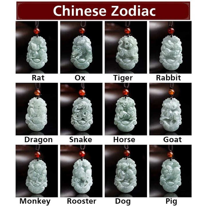 Naszyjnik z Buddha Stones Naturalny Jadeit 12 Chiński znak zodiaku Sukces - image 19