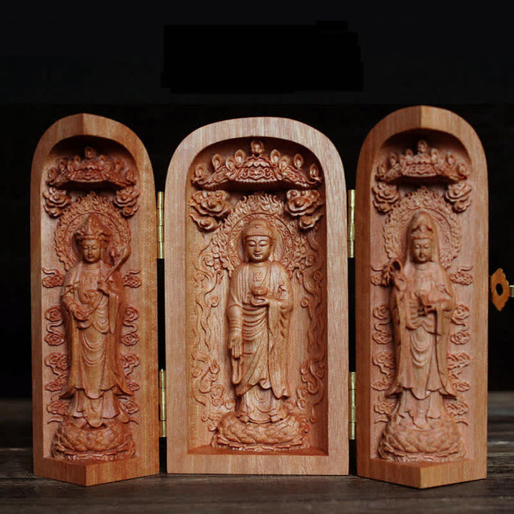 Awalokiteśwara Kwan Yin Budda Drewno Wiśniowe Współczucie Ołtarz Dekoracji Wnętrz