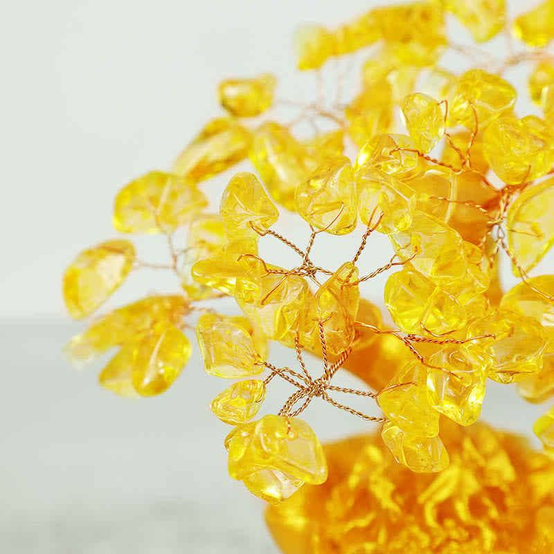 Buddha Stones Naturalny Cytryn Drzewko Pieniędzy Ozdoba Kamień Szlachetny - Feng Shui dla Dobrobytu