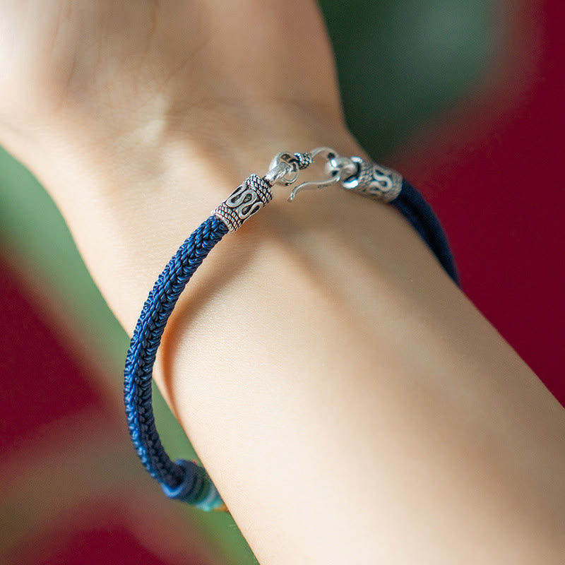 Buddha Stones Ręcznie robione 925 Srebro Sterling Tybetańskie Om Mani Padme Hum Czystość Bransoletka pleciona - image 10